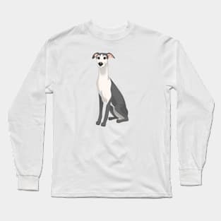 Black & White Whippet Dog Long Sleeve T-Shirt